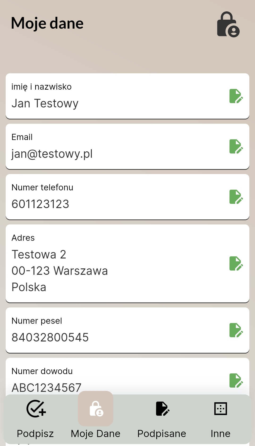 Edycja profilu